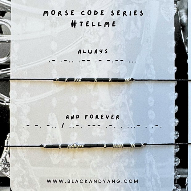 Set bratari minimaliste cuplu in Cod Morse cu mesaj - Always / And Forever