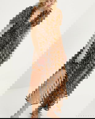 Answear Lab rochie culoarea maro, midi, evazati