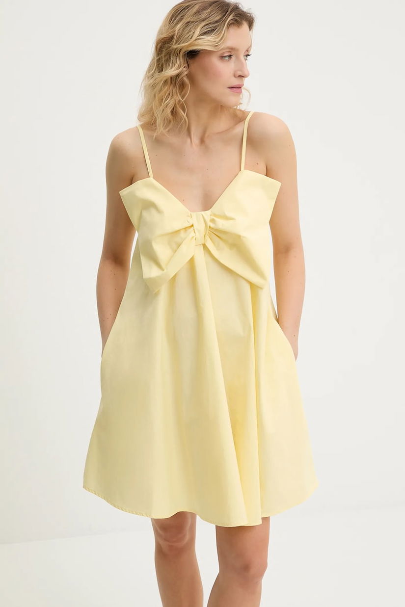 Answear Lab rochie din bumbac culoarea galben, mini, evazati