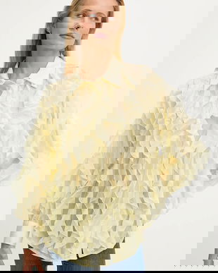 Answear Lab camasa culoarea galben, cu guler clasic, relaxed