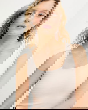 Answear Lab bluza culoarea bej, neted