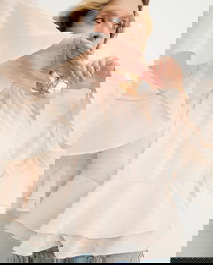 Answear Lab bluza culoarea bej, neted