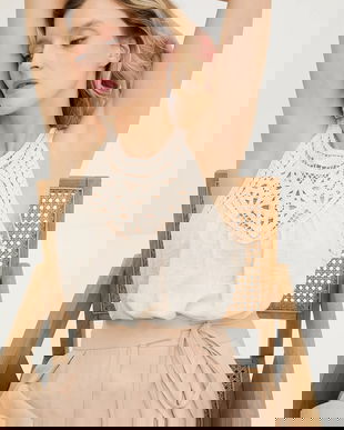 Answear Lab bluza din bumbac culoarea bej, cu imprimeu