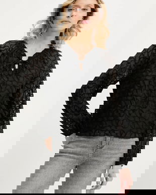 Answear Lab bluza culoarea negru, cu imprimeu