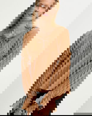 Answear Lab bluza culoarea bej, neted