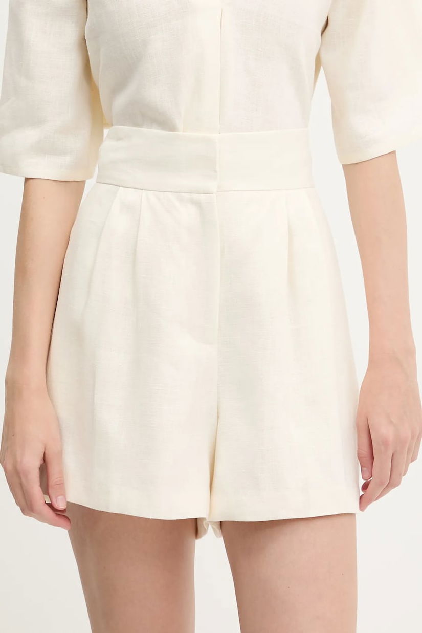 Undress Code pantaloni scurți culoarea bej, uni, high waist, 949