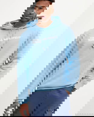 Karl Lagerfeld Jeans bluză culoarea negru, cu glugă, cu imprimeu, A2M20049