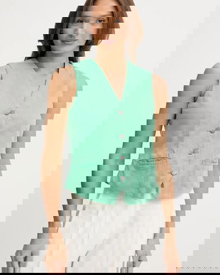 United Colors of Benetton vestă culoarea verde, un singur rand de nasturi, 2LEDDJ00G