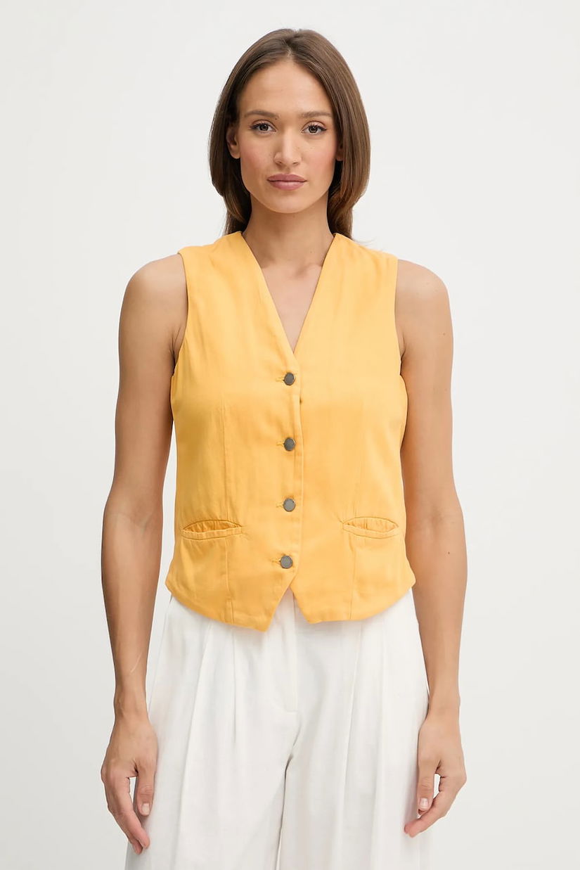 United Colors of Benetton vestă culoarea galben, un singur rand de nasturi, 2LEDDJ00G