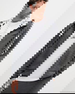 BOSS Green bluză culoarea gri, cu glugă, cu imprimeu, 50543130