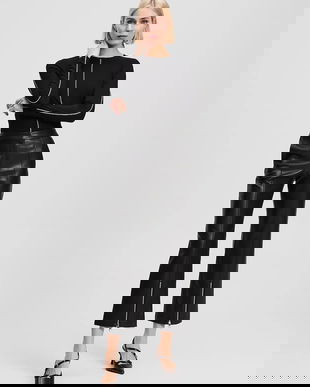 Karl Lagerfeld pantaloni culoarea negru, evazați, high waist, A3W10091