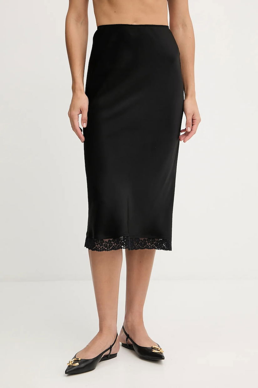 Victoria Beckham fustă culoarea negru, midi, drept, 1325WSK006458A