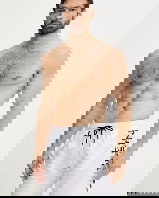 PLEIN SPORT pantaloni scurți de baie culoarea alb, PS25MBL02