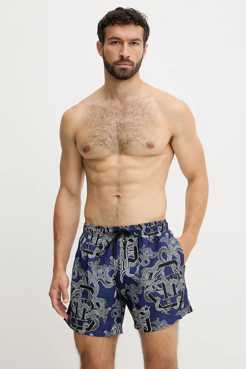 Philipp Plein pantaloni scurți de baie culoarea bleumarin, PM25MBM02