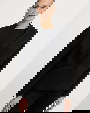 BOSS sacou culoarea negru, un singur rând de nasturi, uni, 50541998