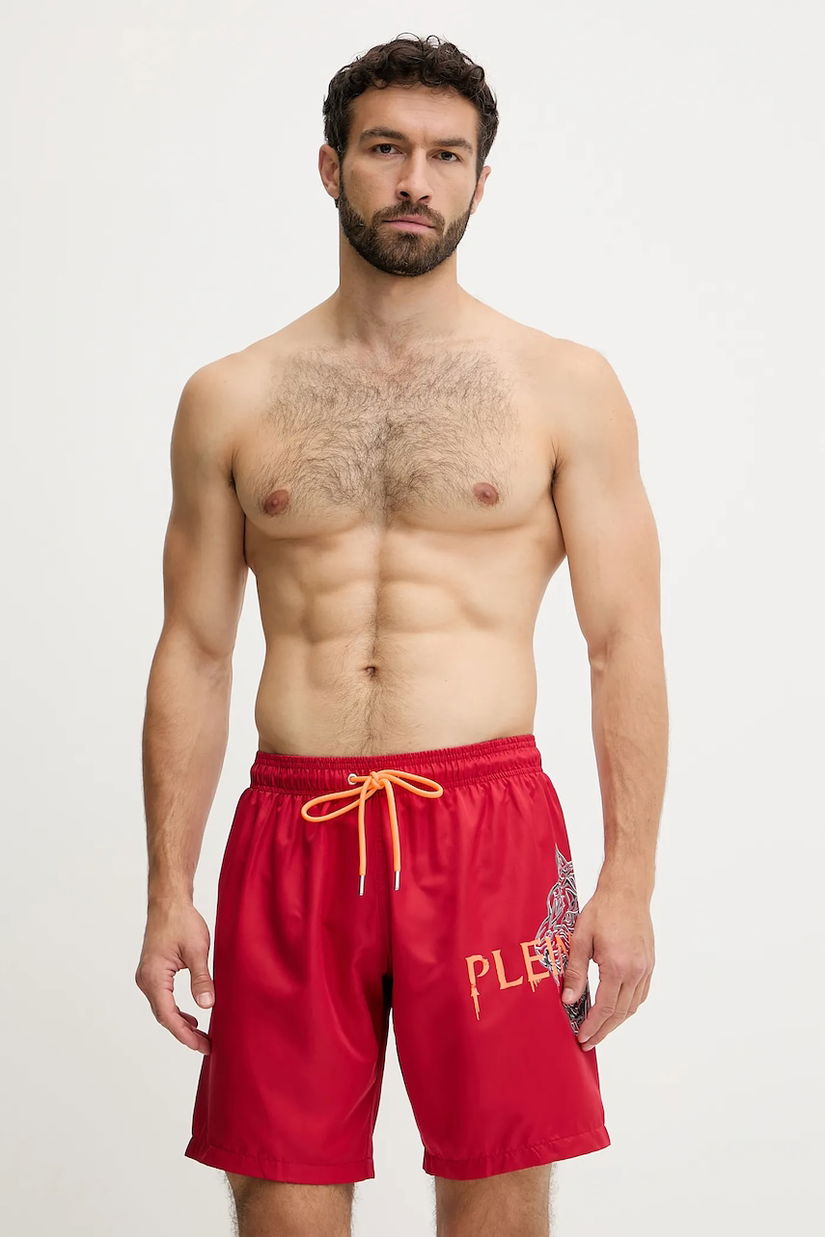 PLEIN SPORT pantaloni scurți de baie culoarea roșu, PS25MBL01