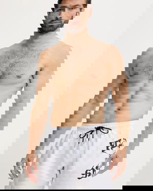 PLEIN SPORT pantaloni scurți de baie culoarea alb, PS25MBM01