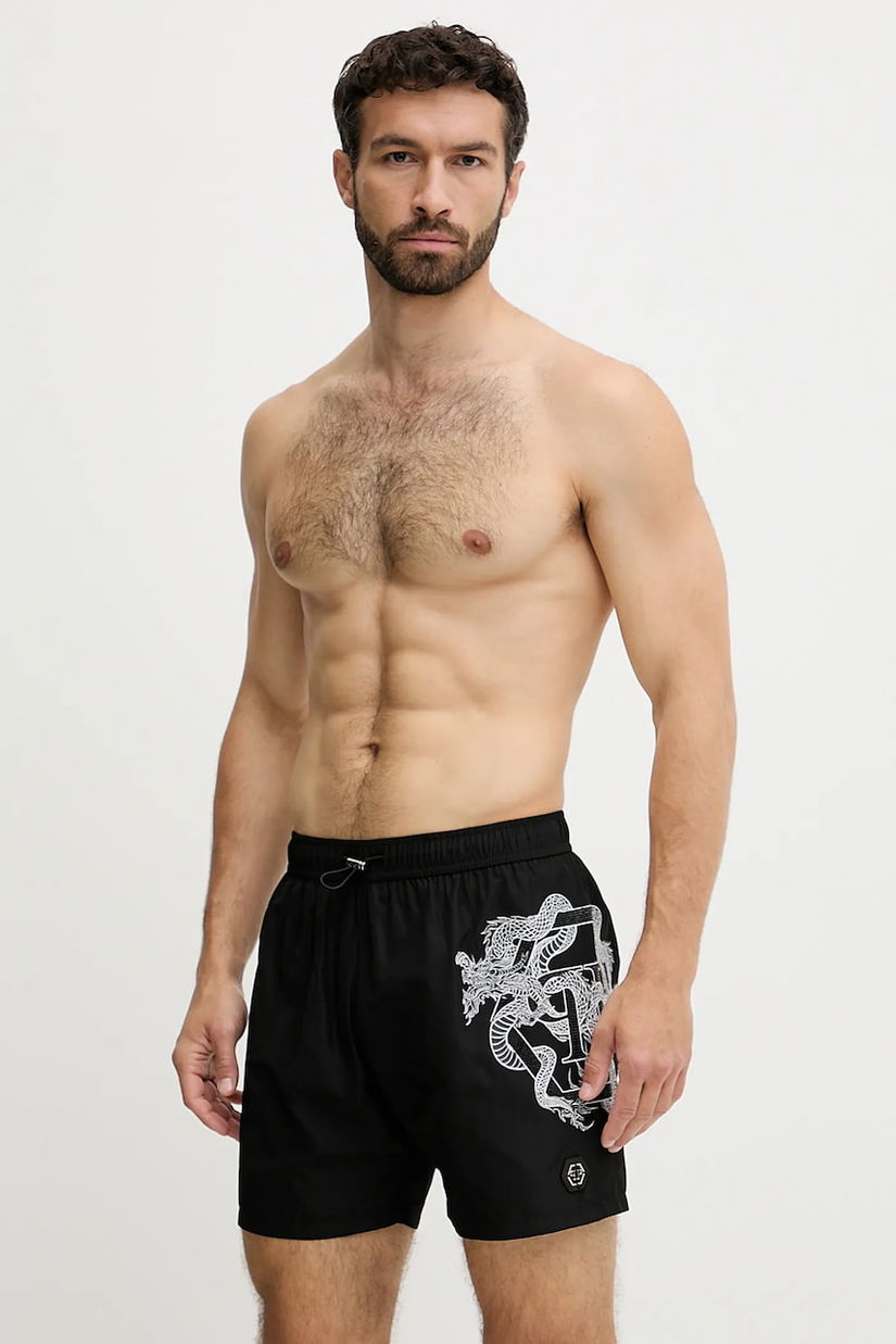 Philipp Plein pantaloni scurți de baie culoarea negru, PM25MBM01