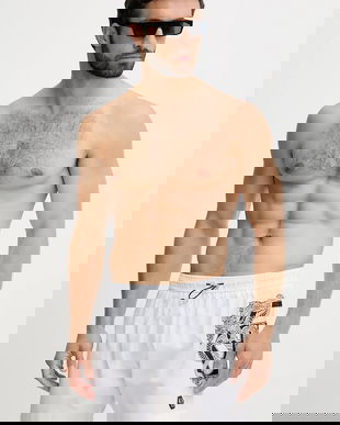 Philipp Plein pantaloni scurți de baie culoarea alb, PM25MBM01