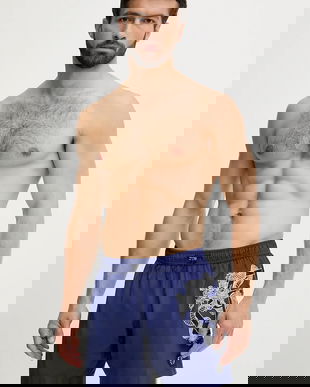 Philipp Plein pantaloni scurți de baie culoarea bleumarin, PM25MBM01