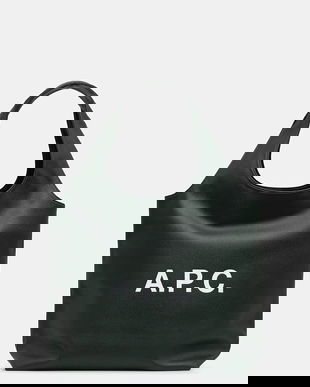 A.P.C. poșetă tote ninon culoarea verde, PUABO.M61565