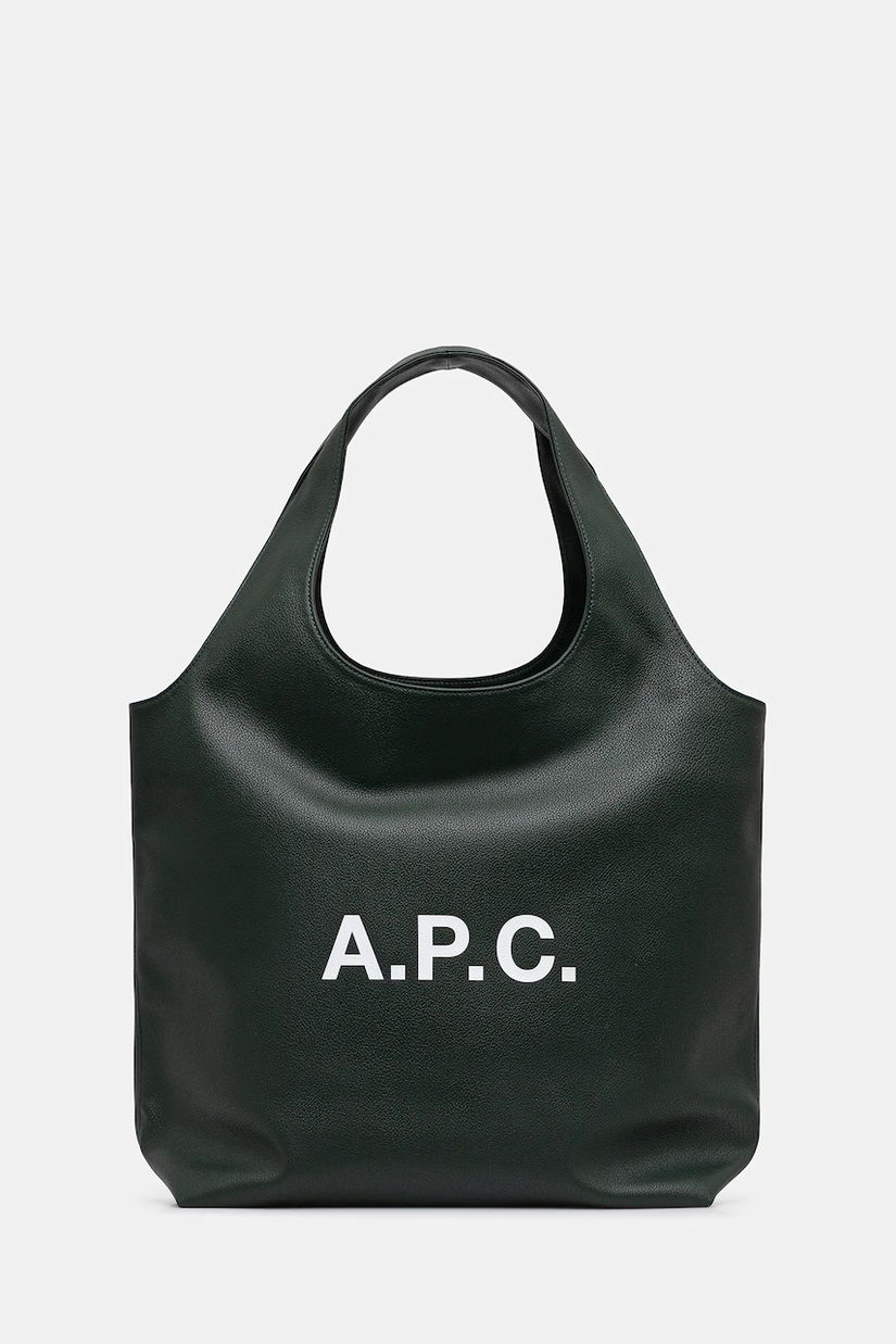 A.P.C. poșetă tote ninon culoarea verde, PUABO.M61565