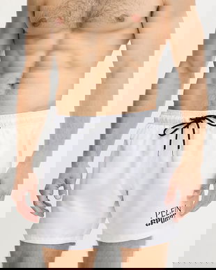 PLEIN SPORT pantaloni scurți de baie culoarea alb, PS25MBM10