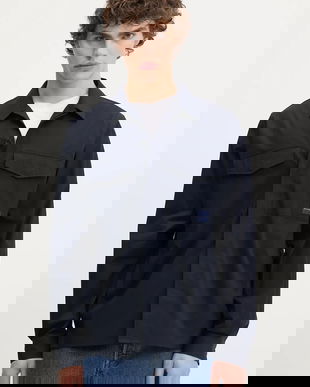 PS Paul Smith cămașă culoarea bleumarin, cu guler clasic, regular, M2R-615Z-T21951