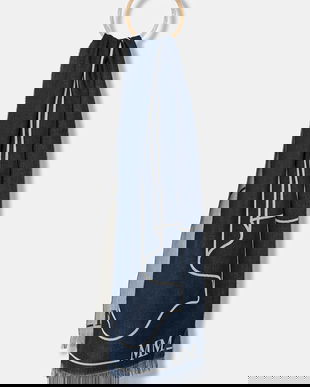 MM eșarfă din amestec de lână CORONA culoarea bleumarin, cu imprimeu, 2526546027600