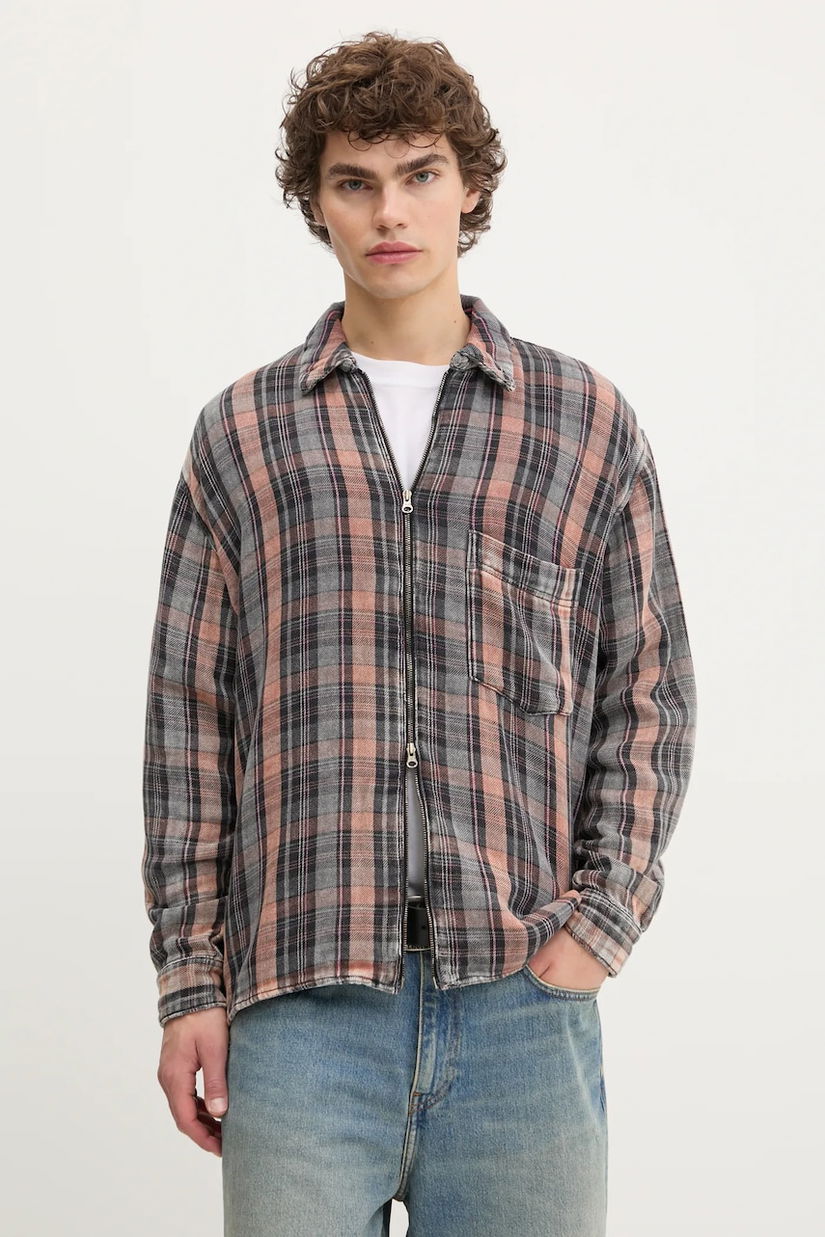 Won Hundred cămașă din bumbac culoarea gri, cu guler clasic, relaxed, 3704-13059