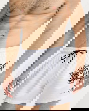 PLEIN SPORT pantaloni scurți de baie culoarea alb, PS25MBM06