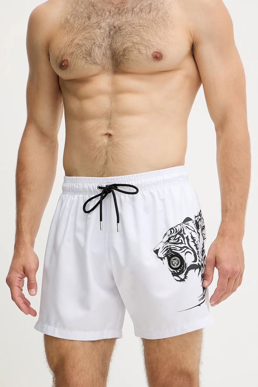 PLEIN SPORT pantaloni scurți de baie culoarea alb, PS25MBM06