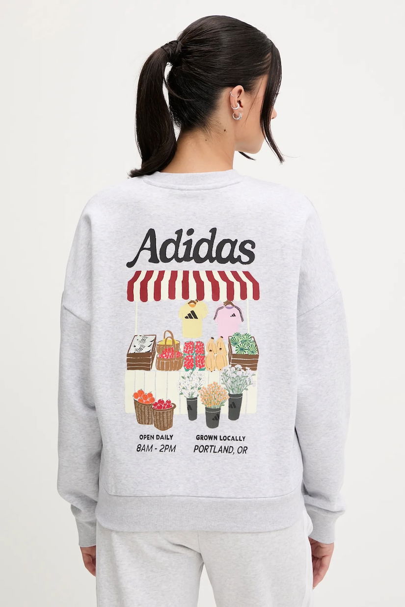 adidas bluză culoarea gri, cu imprimeu, JM4210