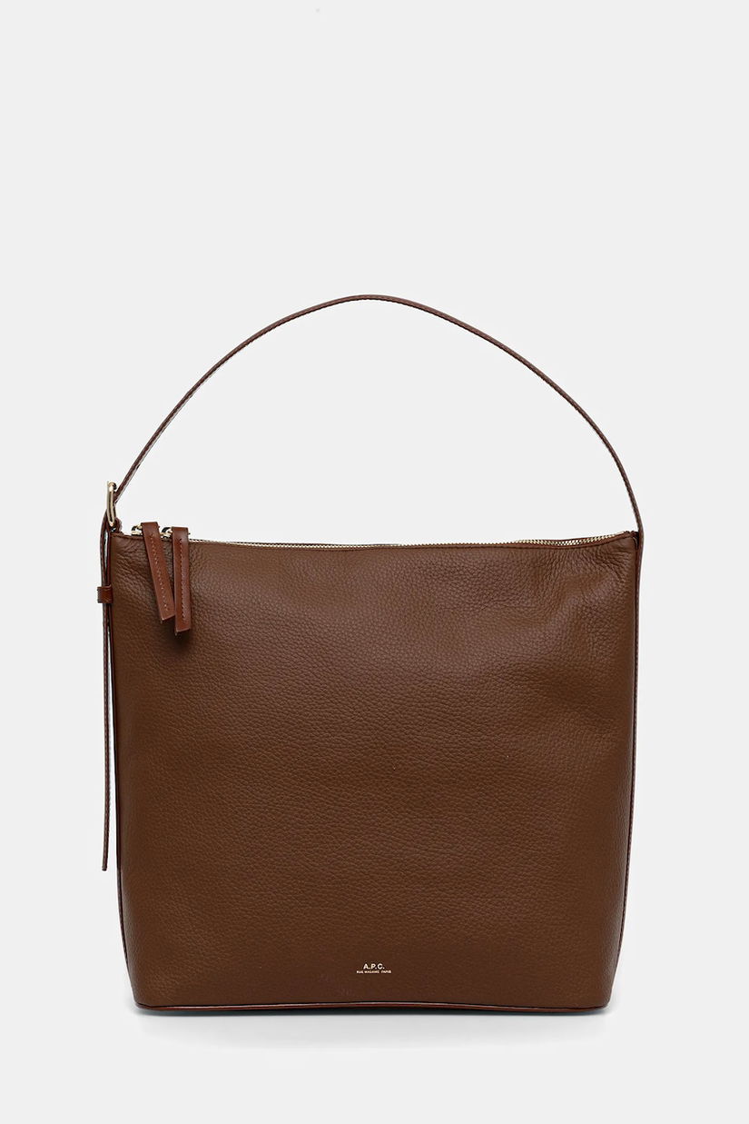 A.P.C. geantă de mână din piele sac vera culoare maro PXCBL.F61902
