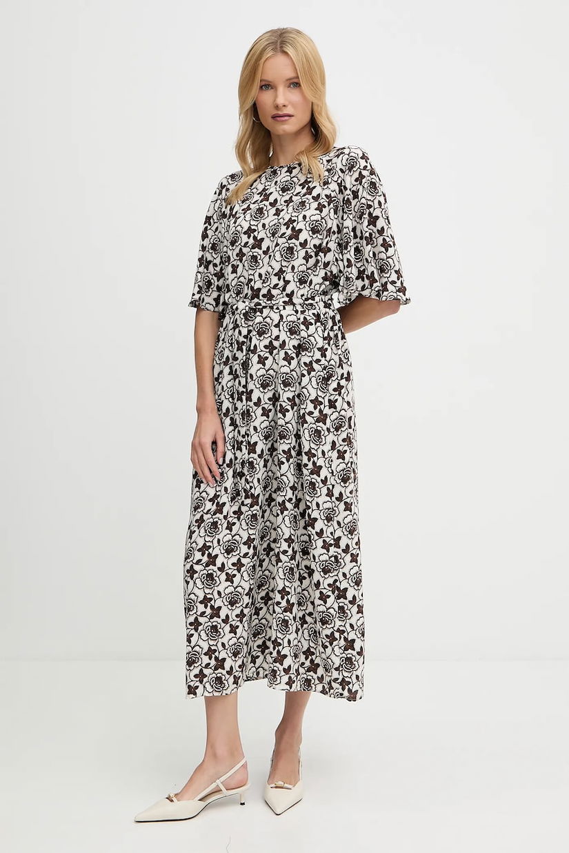Weekend Max Mara rochie de matase VARESE culoarea maro, maxi, evazați, 2525226051600