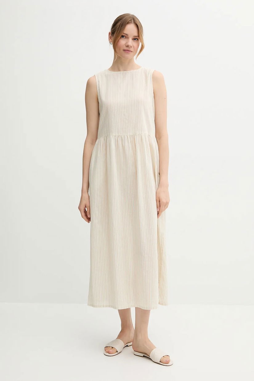 United Colors of Benetton rochie din amestec de in culoarea bej, maxi, evazați, 48I5DV0BK