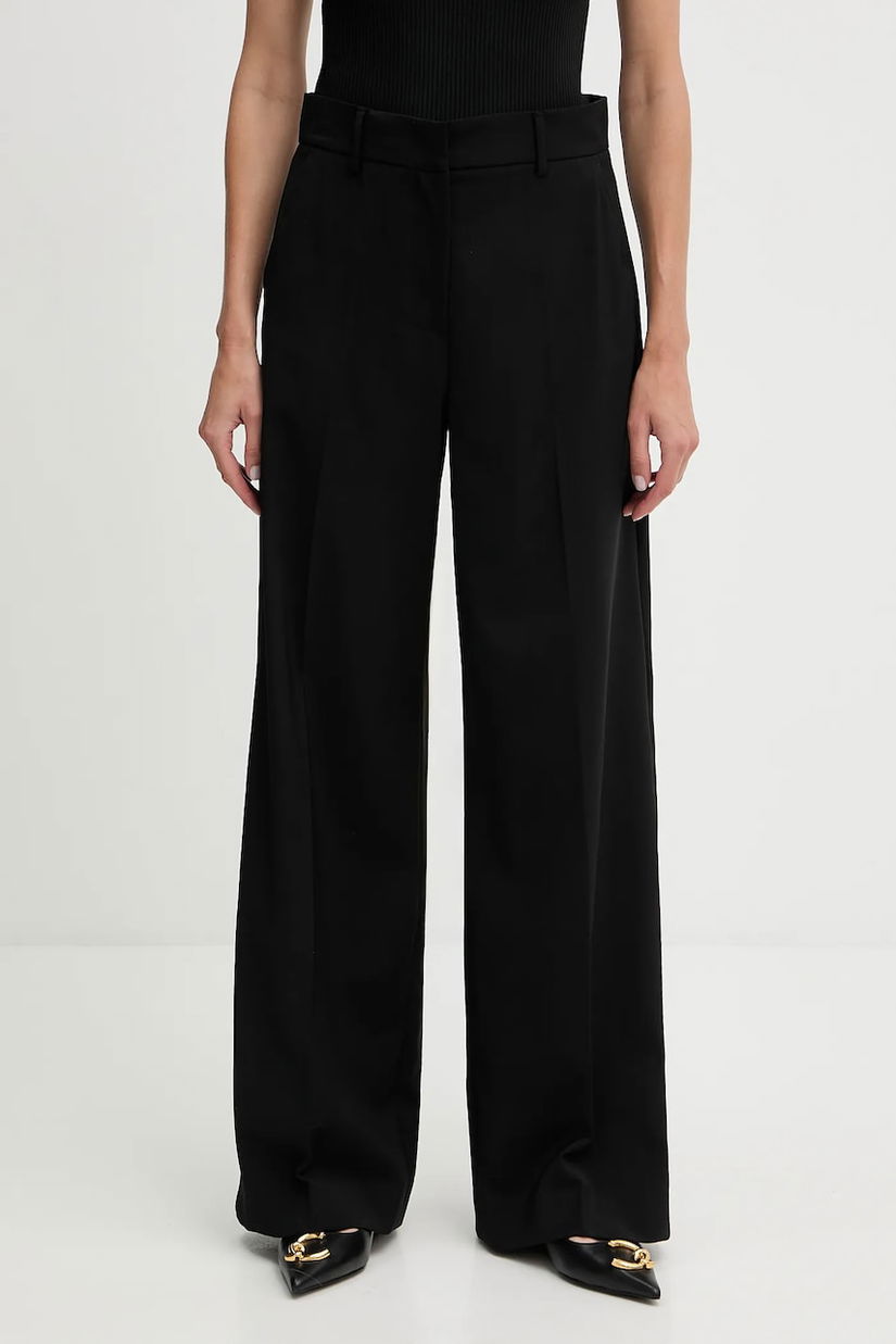 Weekend Max Mara pantaloni de lână VISIVO culoarea negru, drept, high waist, 2525136031600