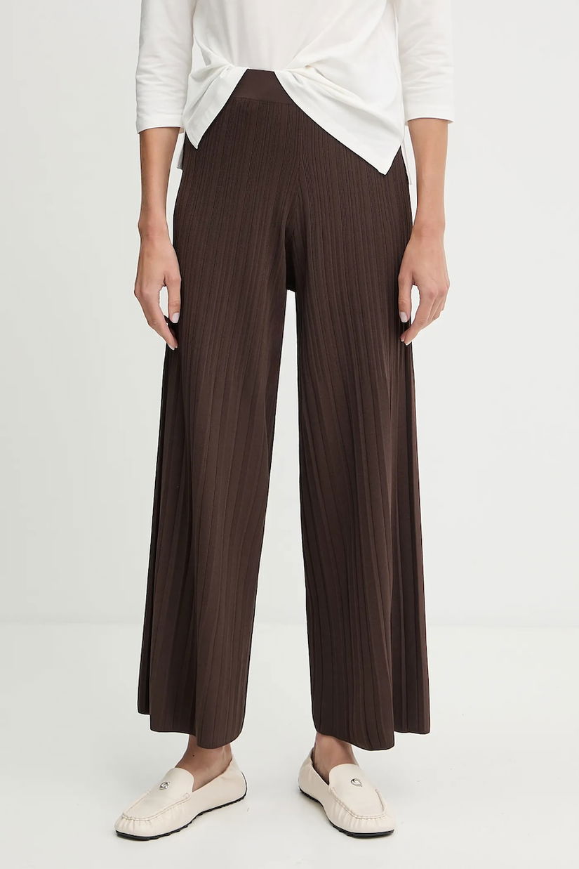 Weekend Max Mara pantaloni SUPERBO culoarea maro, lat, high waist, 2525336011600