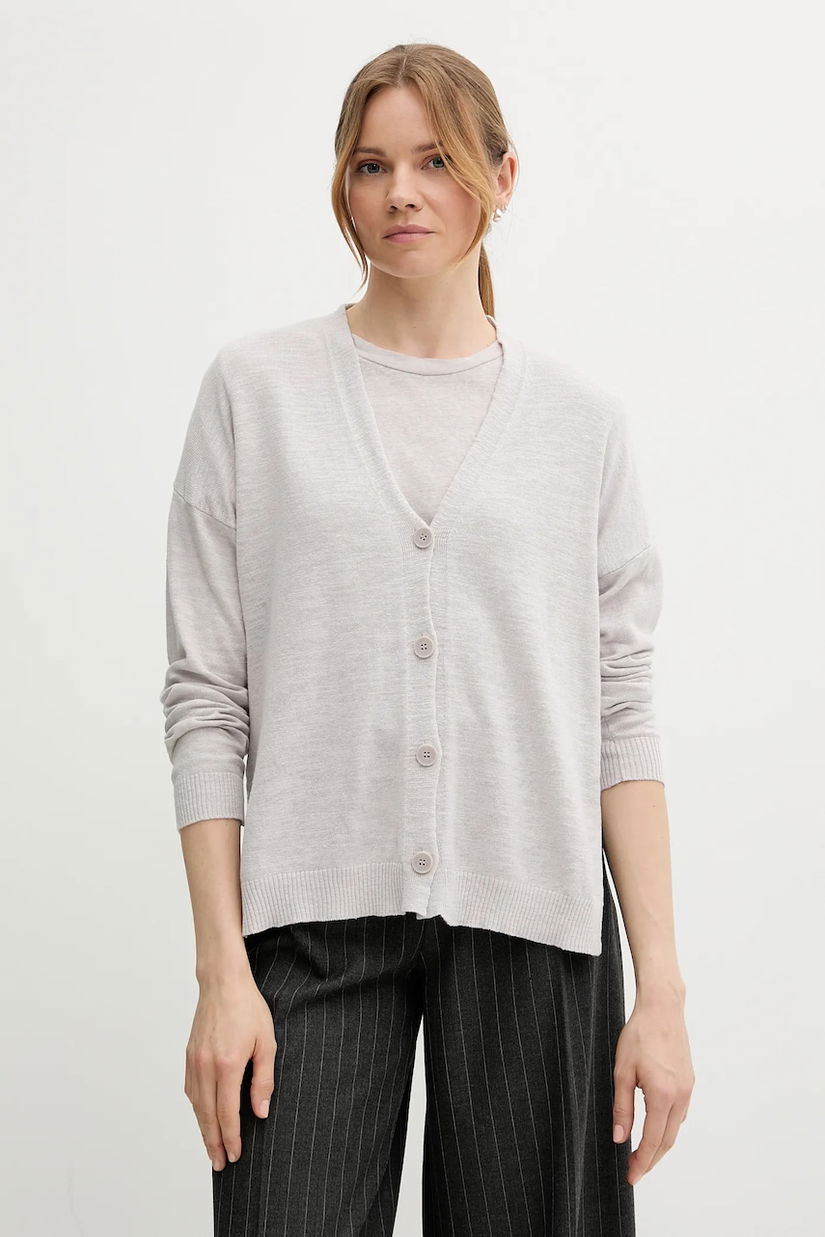 Sisley cardigan cu amestec de in culoarea gri, light, 105GM602M