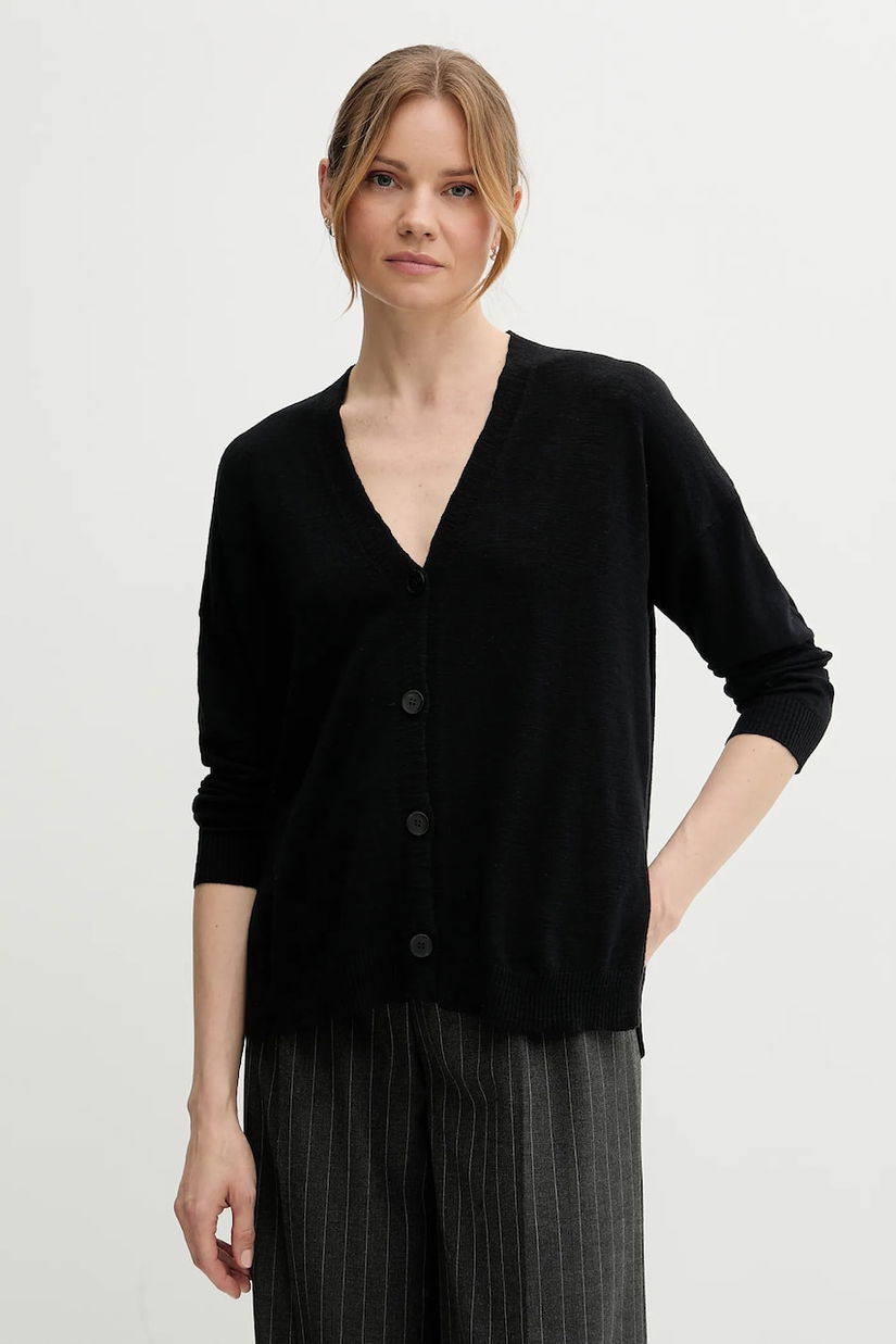 Sisley cardigan cu amestec de in culoarea negru, light, 105GM602M