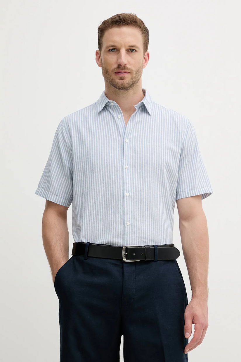 Sisley cămașă de in cu guler clasic, regular, 51FCSQ03K
