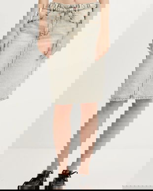 Miss Sixty fusta din bumbac denim culoarea gri, mini, drept, 6S2KJ15300