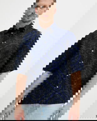 United Colors of Benetton cămașă din bumbac culoarea bleumarin, cu guler clasic, regular, 5UBMUQ05P