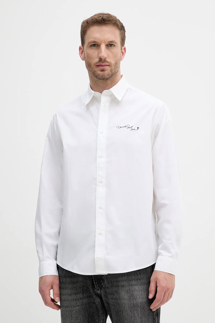 Karl Lagerfeld cămașă din bumbac DISNEY culoarea alb, cu guler clasic, relaxed, 553270.605988