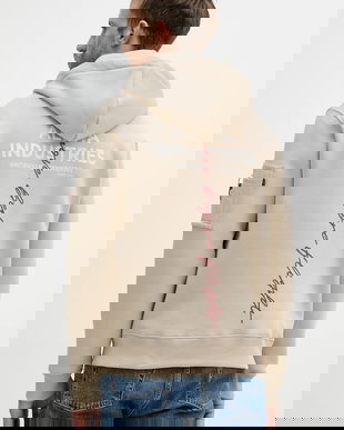 Alpha Industries bluză culoarea bej, cu glugă, cu imprimeu, 148341.627