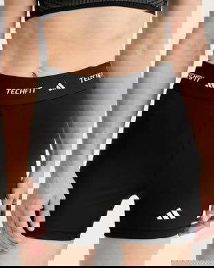 adidas Performance pantaloni scurți de antrenament Techfit culoarea negru, uni, high waist, IT2275