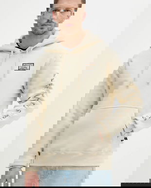 Alpha Industries bluză culoarea bej, cu glugă, cu imprimeu, 156340.300