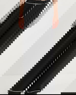 Stine Goya pantaloni culoarea negru, lat, high waist, SG-PF25-P093-2369