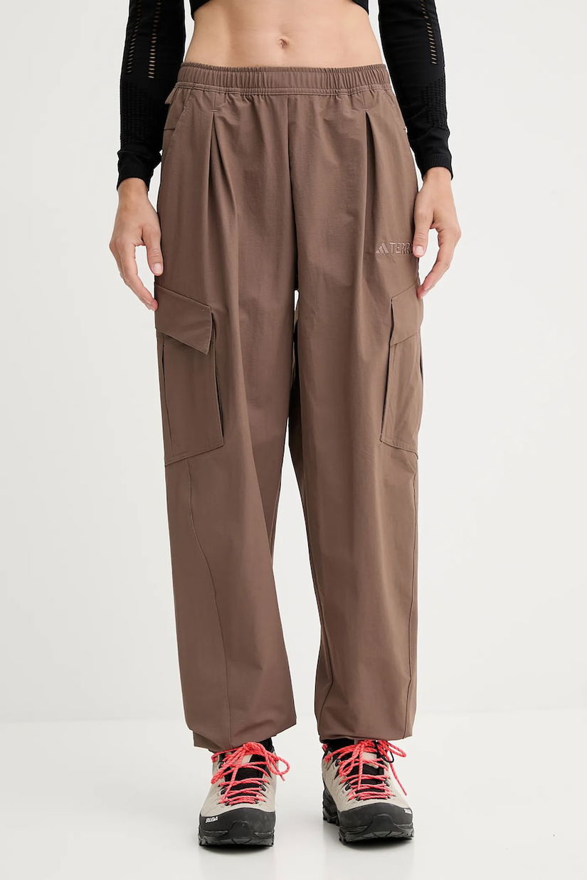 adidas TERREX pantaloni de exterior culoarea maro, uni, JM9857