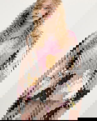 Stine Goya bluză culoarea bej, cu imprimeu, SG-PF25-T064-2070